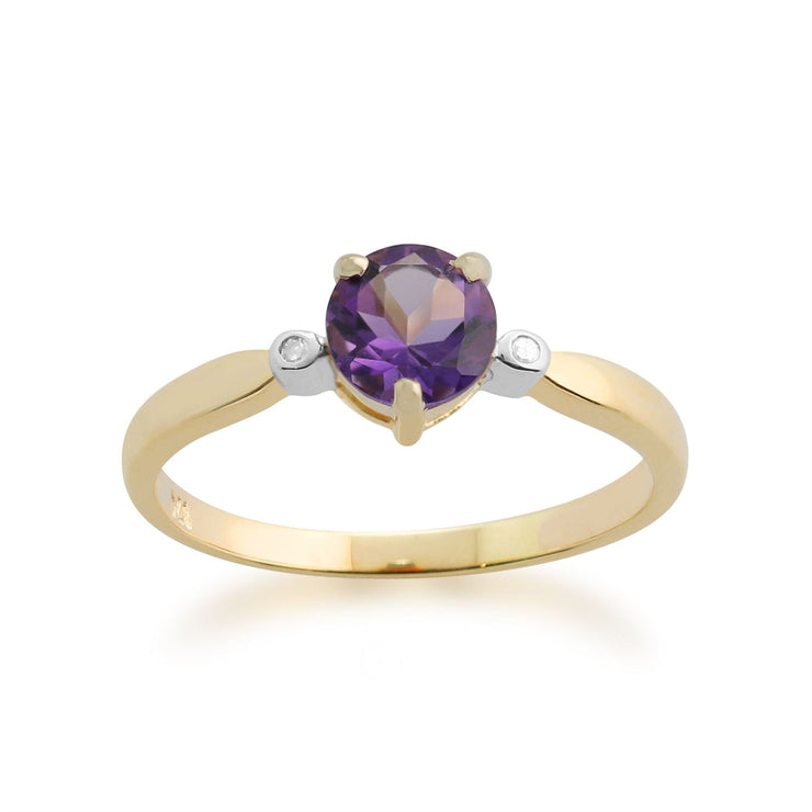 gemondo BAGUE AMETHYSTE, 9 Ct Or Jaune 0.57ct Bague Améthyste & DIAMANT