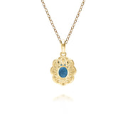 Pendentif classique or jaune 375 avec topaze bleue de Londres et diamant lux