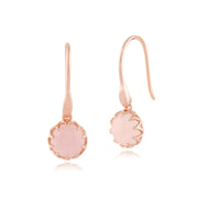 Calo' Quartz Rose Pastel Earrings in 9ct Plaqué Or Rose Argent Sterling