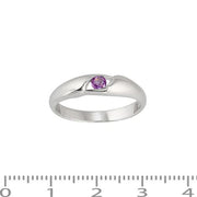 Argent Sterling Coupe Ovale Améthyste Bague Pierre Unique