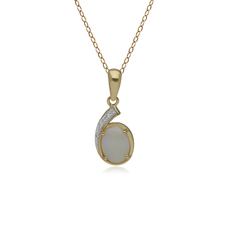 Pendentif Classique Or Jaune 375 Opale Ovale