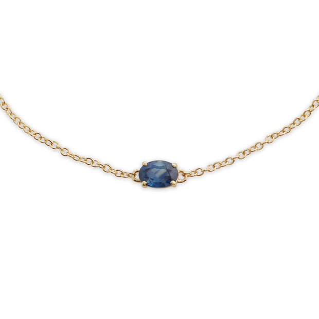 Bracelet et Boucles d'Oreilles Clou Classique Or Jaune 375 Saphir Bleu Clair Oval