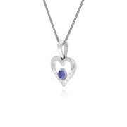 9 ct or Blanc Unique Tanzanite & Cœurs en Diamant Pendentif sur 45cm Chaîne