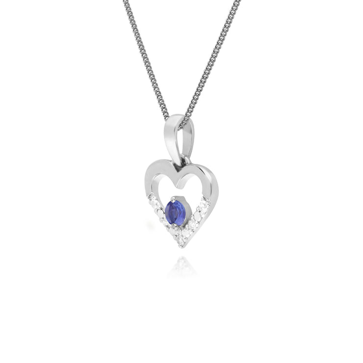 9 ct or Blanc Unique Tanzanite & Cœurs en Diamant Pendentif sur 45cm Chaîne