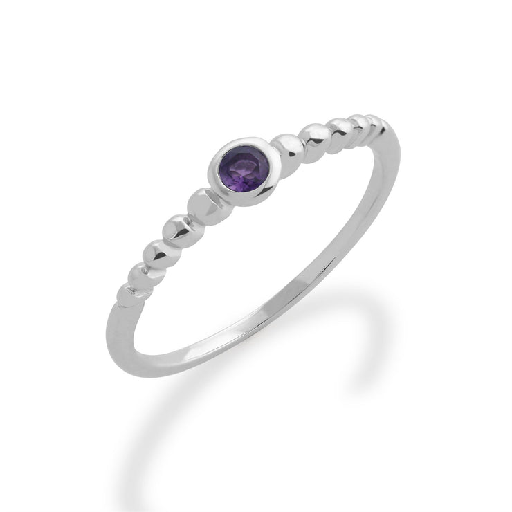 Gemondo Bague Amethyste, en Argent Sterling 925 0,08 CT Améthyste Empillable Pierre de Naissance Bague