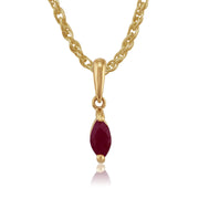 Rubis Marquise Pendentif, 9ct Or Jaune 0.24ct rubis Pierre Unique Pendentif sur 45cm Chaîne