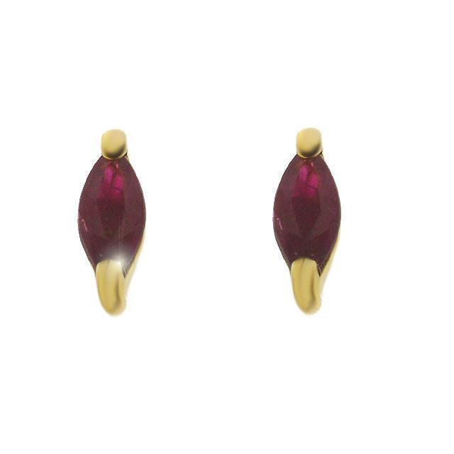Pendentif et Boucles d'Oreilles Clou Classique Or Jaune 375 Rubis Marquise