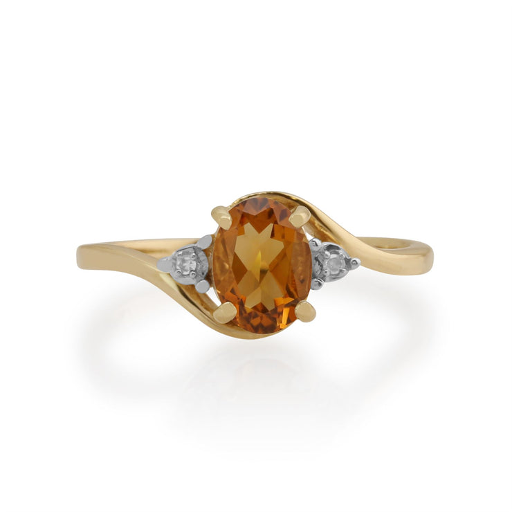 Gemondo Citrine Bague, 9ct Or Jaune 0.71ct Citrine & Bague Diamant