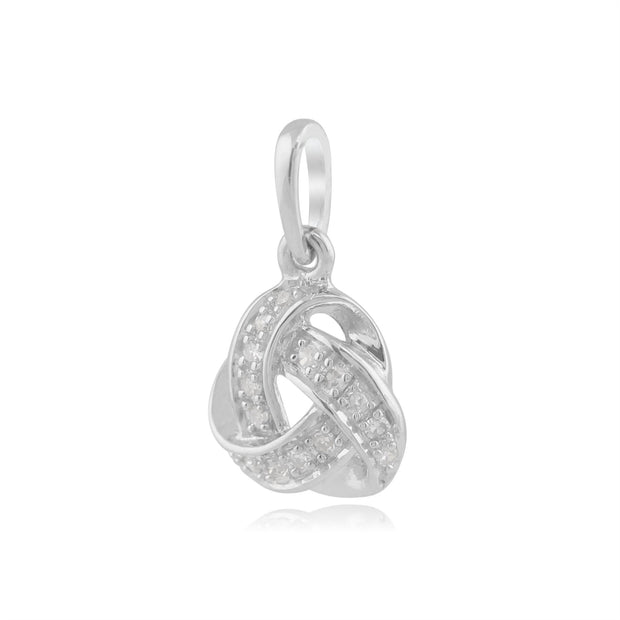 Pendentif Classique Or Blanc 375 Nœud d'Amour avec Diamant
