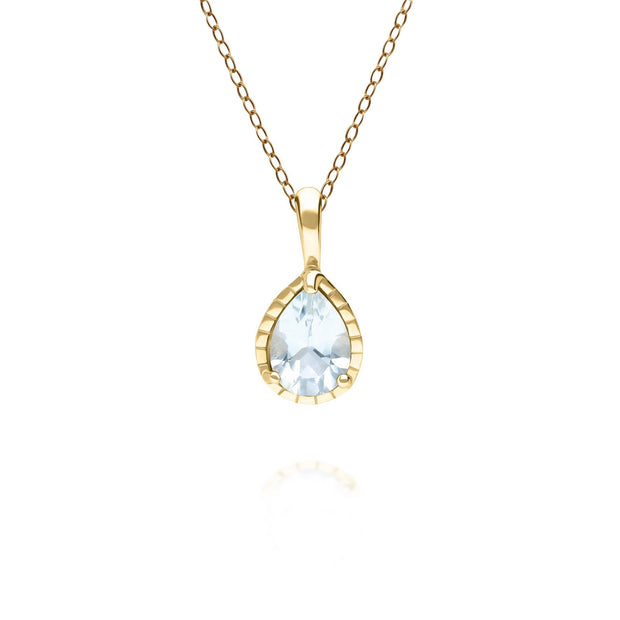Pendentif Classique Or Jaune 375 avec Aigue-Marine Poire