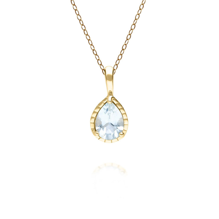 Pendentif Classique Or Jaune 375 avec Aigue-Marine Poire