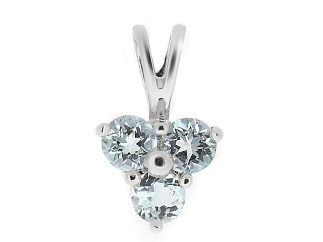 Pendentif Classique Or Blanc 375 Topaze Bleu Rond et Diamant style Cluster