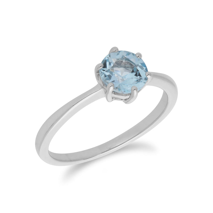 Gemondo Topaze Bague, Argent Sterling Topaze Bleu Novembre Anneaux Ronds - TOPAZE