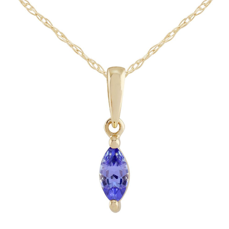 Pendentif Classique Or Jaune 375 Tanzanite Marquise