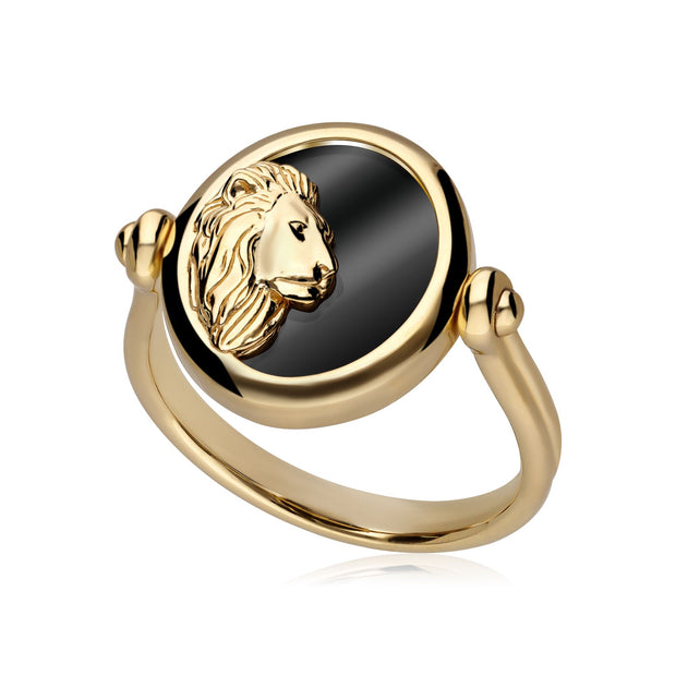 Bague Zodiaque Lion Onyx Noire