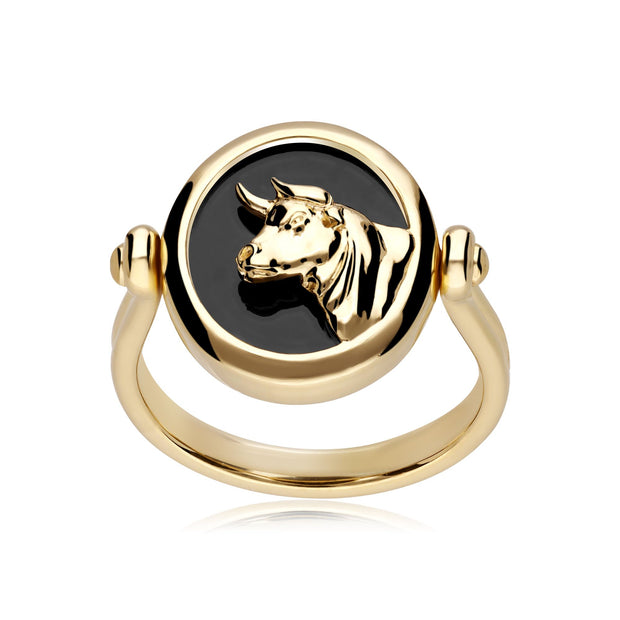 Bague Zodiaque Taureau Onyx Noire