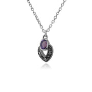 Collier Style Art Déco Argent 925 Améthyste Oval et Marcassite