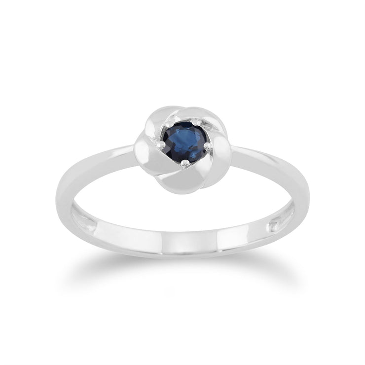 Gemondo Bague Saphir, Tressé Texture 9ct Or Blanc 0.20ct Bague Saphir