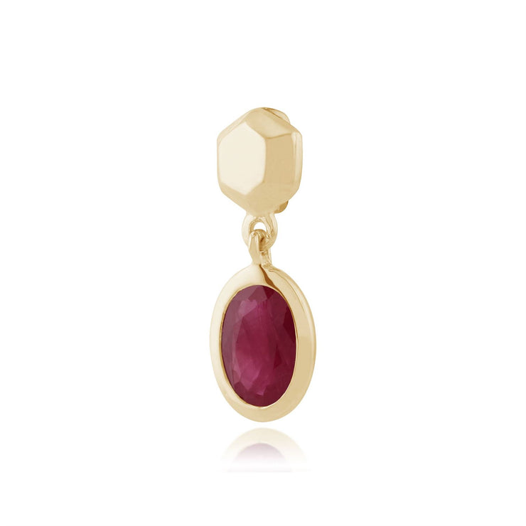 Pendentif Classique Or Jaune 375 Rubis Oval serti Clos