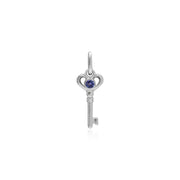 Pendentif Classique Cadenas Cœur Argent 925 et Charms Clé Tanzanite