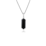 Pendentif Géométrique Argent 925 Onyx Noir Prisme Hexagonal