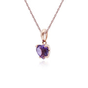 Collier Améthyste, 9 CT or Rose 0,67 CT Griffe Parure Améthyste Coeur Pendentif sur 45cm Chaîne