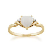 Gemondo Opale Bague, 9 CT or Jaune 0.47ct Opale & Diamant Heart Ring