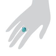 gemondo turquoise Bague, argent sterling 8.50ct Turquoise Cabochon ovale DEMI CHATON BAGUE PIERRE Unique