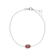s Argent Sterling Rhodochrosite Pierre Unique Ovale 19cm Bracelet