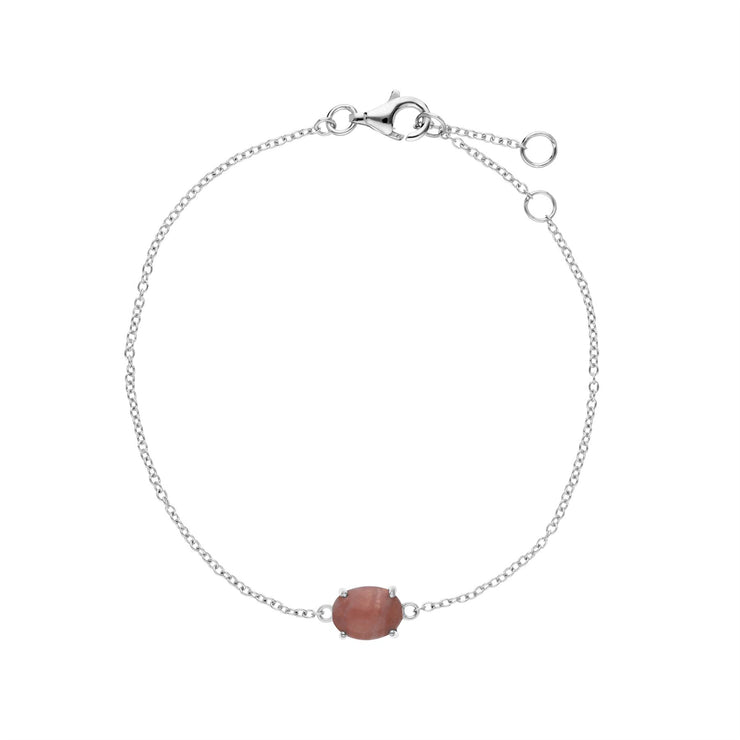 s Argent Sterling Rhodochrosite Pierre Unique Ovale 19cm Bracelet