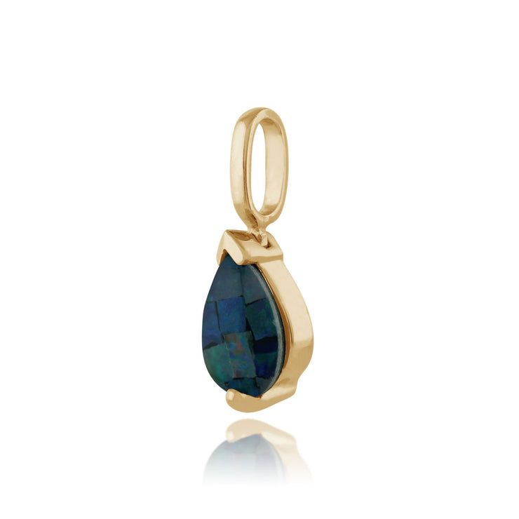 Pendentif et Boucles d'Oreilles Clou Classique Or Jaune 375 Opale Triplet Poire