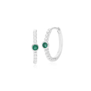 Boucles d'Oreilles Créoles Essentiel Argent 925 Emeraude