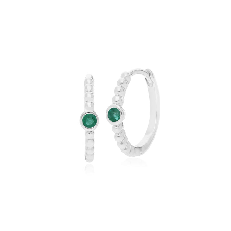 Boucles d'Oreilles Créoles Essentiel Argent 925 Emeraude
