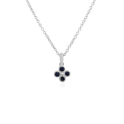 Pendentif Floral Trèfle Argent 925 Saphir rond serti Clos