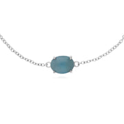 s Argent Sterling Larimar Pierre Unique Ovale 19cm Bracelet