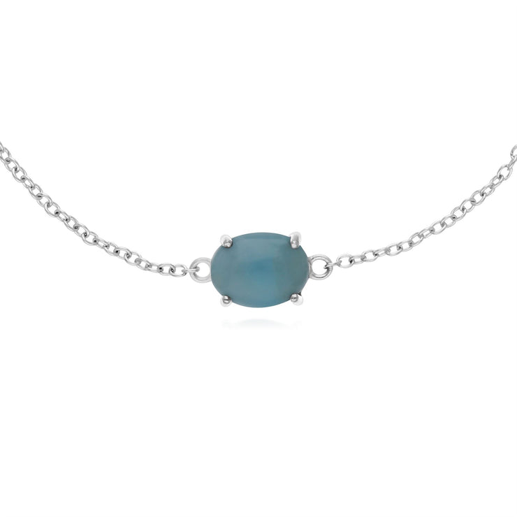 s Argent Sterling Larimar Pierre Unique Ovale 19cm Bracelet