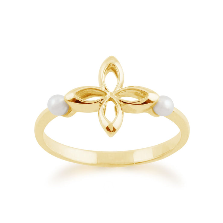 Gemondo Or 375 Or jaune|#Gold Rond Blanc Perle