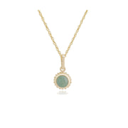 Pendentif Floral Or Jaune 375 jade Cabochon serti Clos