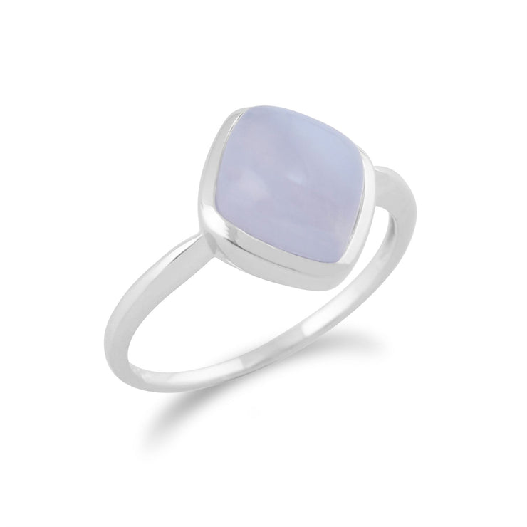 Gemondo Dentelle Bleue Agate Bague, 925 Sterling Silver 3.10ct Dentelle Bleue Agate Bague