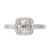 Gemondo 18ct Or Blanc 0.33ct Diamant Auréole Bague Grappe