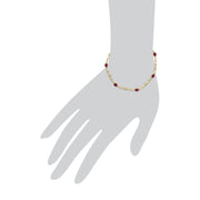 9 ct or Jaune Ovale Rubis et Diamant 18cm Tennis Bracelet