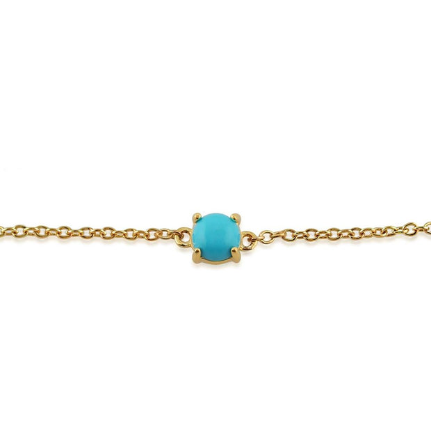 Bracelet Classique Or Jaune 375 Turquoise Cabochon
