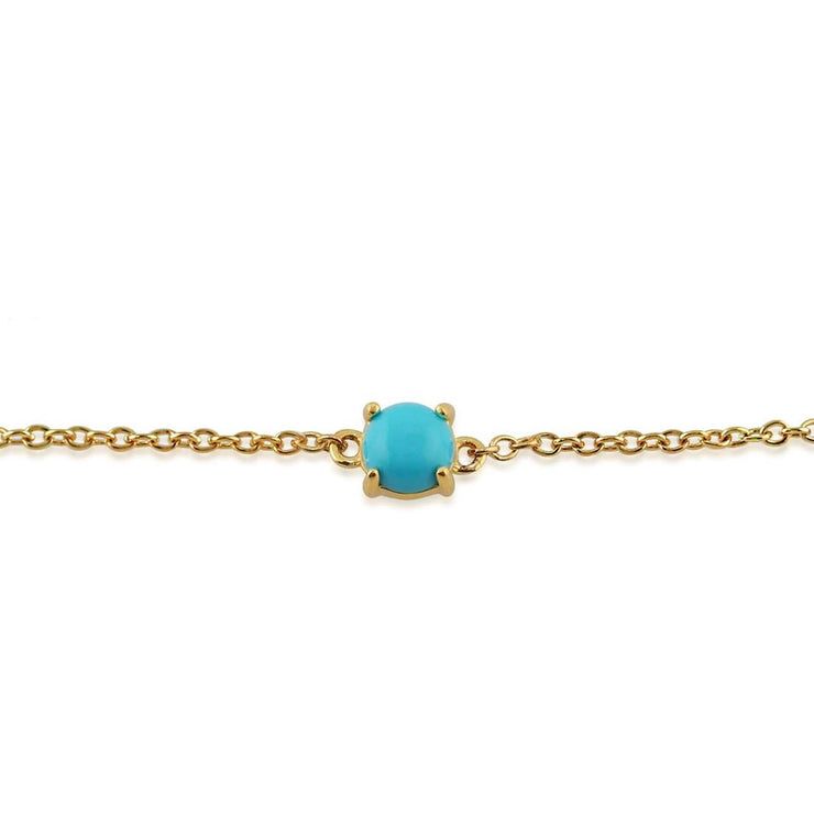 Bracelet Classique Or Jaune 375 Turquoise Cabochon