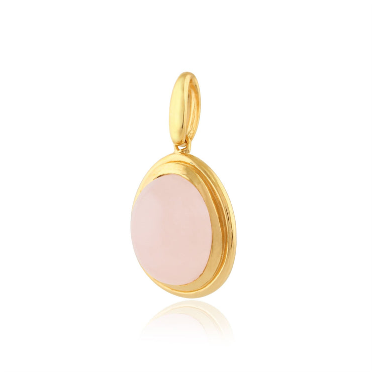 Tara' Quartz Rose Pastel Collier en 9ct Or Jaune Plaqué Argent Sterling