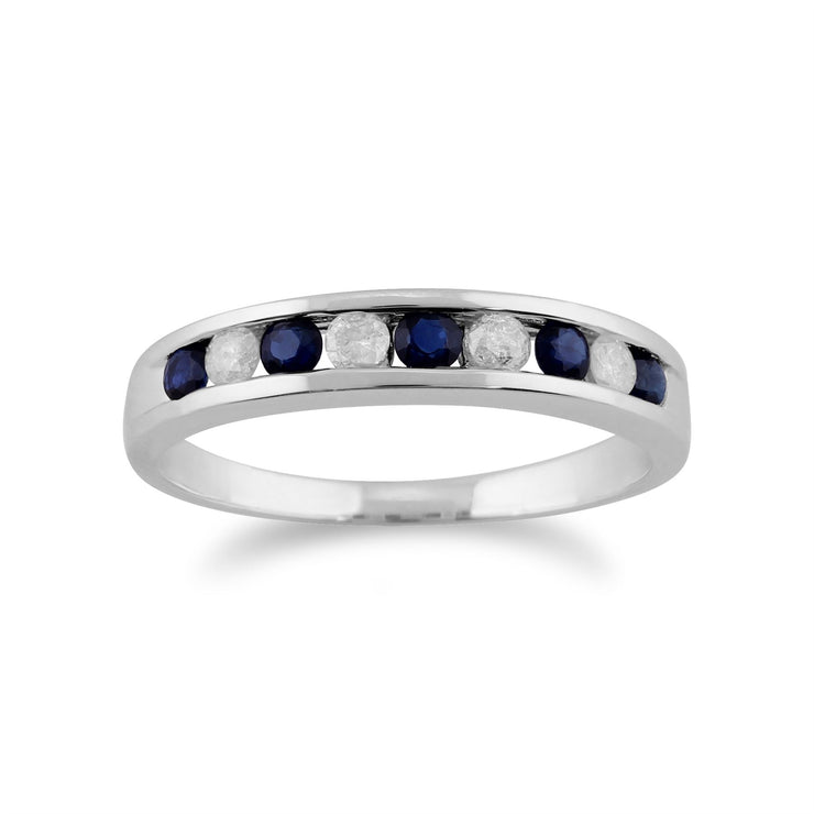 Blanc 9 Ct Or 0.27ct CT Naturel incrustée Bague demi éternité diamant