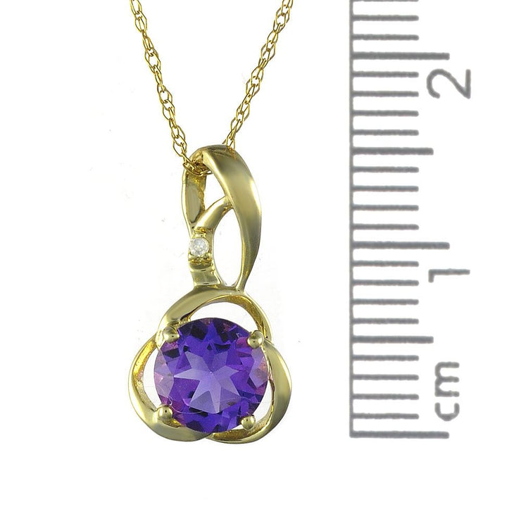 Pendentif et Boucles d'Oreilles Clou Floral Classique Or Jaune 375 Améthyste et Diamant