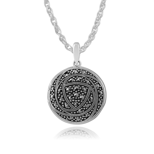 Pendentif Rose Porte-Photo Style Rennie Mackintosh Argent 925 Marcassite