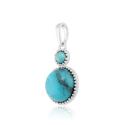 Turquoise Collier, Argent Sterling 3.2ct Turquoise Cabochon Deux Pierre Pendentif sur 45cm Chaîne