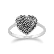 Gemondo Bague Coeur, Argent Massif 925 0,21 CT Étincelant Marcassite Forme Coeur Anneau