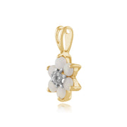 Pendentif Floral Or Jaune 375 Opale Rond et Diamant